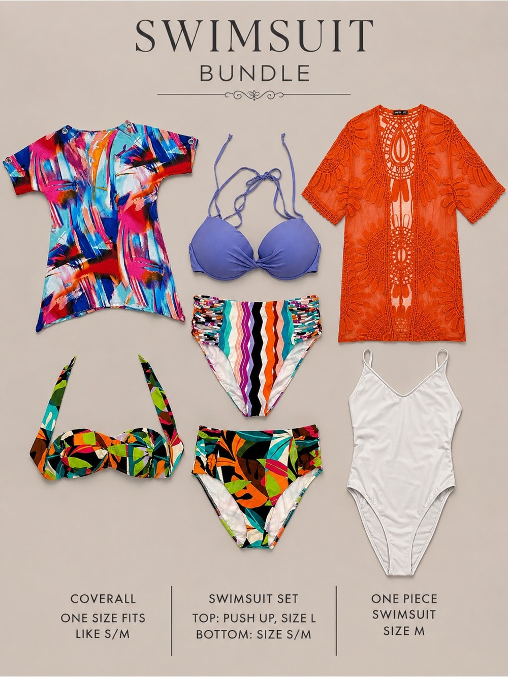 🌴 Vacation Swimwear Bundle – 5-Piece Set | Size M / S-M | Ready for the Beach!